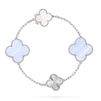 [Eternal Jewelry]DETACHABLE CLOVER 15(11+4) FLOWER SILVER NECKLACE SET