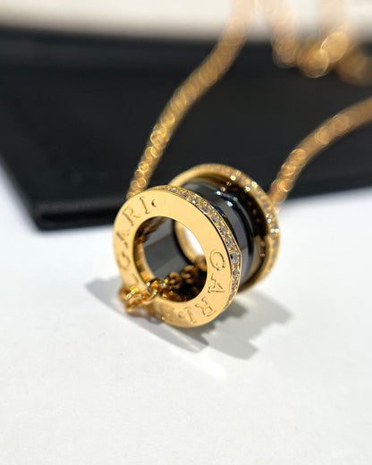 [Eternal Jewelry]ZERO 1 BLACK CERAMIC DIAMOND PINK GOLD NECKLACE